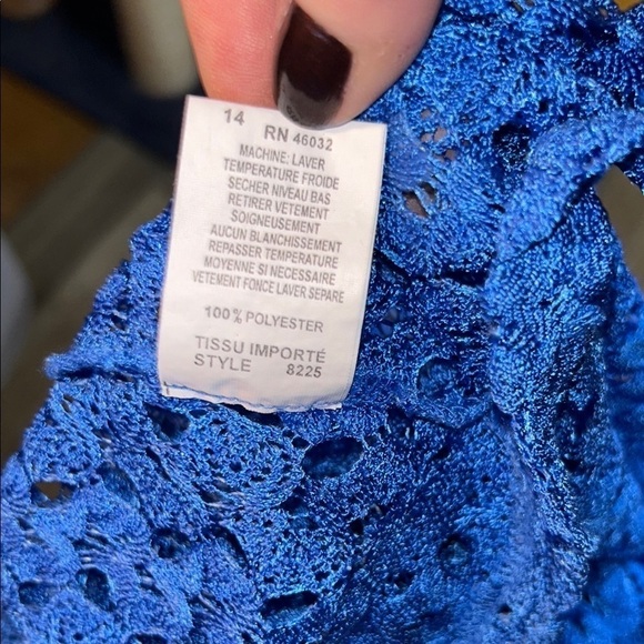 Southern Lady Blue Crochet Open-Front Cardigan - Picture 8 of 9